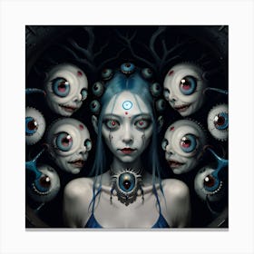 Kreepy blue girl Canvas Print