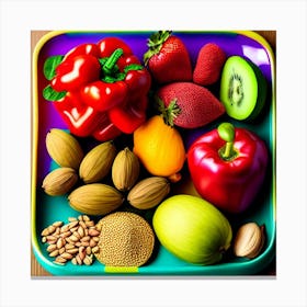 Colorful Plate Of Fruits And Nuts Canvas Print