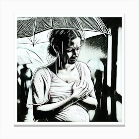 Woman In The Rain Canvas Print