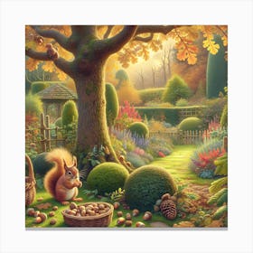 Squirrel In The Garden Canvas Print