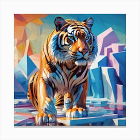 Tiger In Ice Water Canvas Print