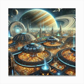 Radiant Rings District 1024x1024 Canvas Print