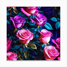 Pink Roses Wallpaper Canvas Print