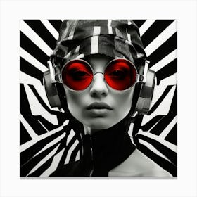 Woman With Headphones 1 Canvas Print