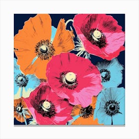 Andy Warhol Style Pop Art Flowers Anemone 3 Square Canvas Print