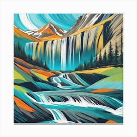 Waterfall In The Mountains 1 Canvas Print