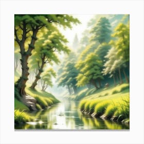 River In The Forest 60 Canvas Print