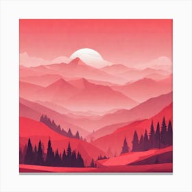 Misty mountains background in red tone 47 Canvas Print