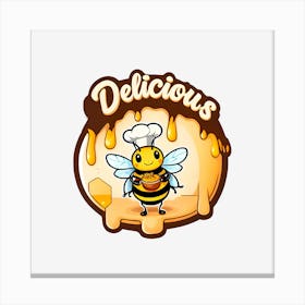 Delicious Logo With Honey Bee Canvas Print