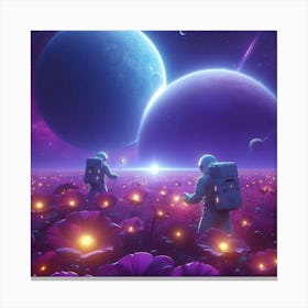 Spacemen Collecting Samples Canvas Print
