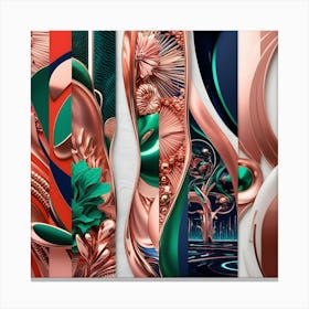 Revolutionary, full-screen art with vibrant, abstract shapes, intricate details, and metallic accents.3 Canvas Print