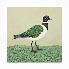 Ohara Koson Inspired Bird Painting Lapwing 1 Square Canvas Print