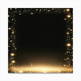 Golden Frame With Stars On Black Background Canvas Print