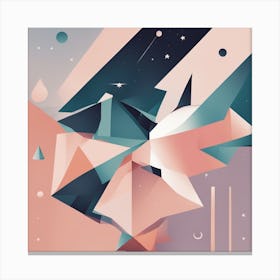 A Drawing In Pastel Colors Of Animals Light And Shadow And A Star, In The Style Of Bauhaus Simplici Canvas Print