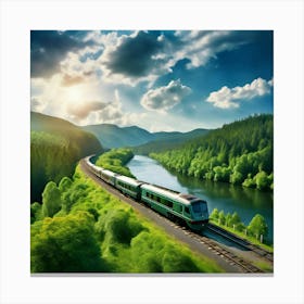 Travel Sky Train Scenery Forest Summer Landscape View Freight Bay Sunlight Green Beautif (5) Canvas Print