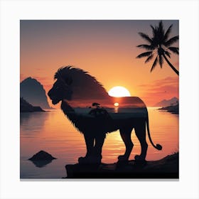 Sunset Lion Canvas Print