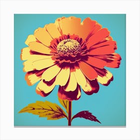 Andy Warhol Style Pop Art Flowers Zinnia 1 Square Canvas Print