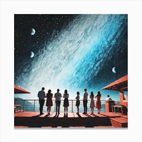 Group Of People Standing On A Dock Canvas Print