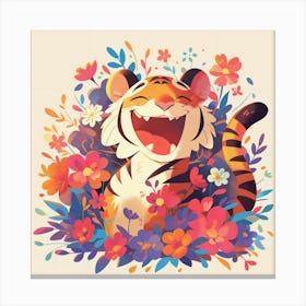 Tiger In Flowers 3 Canvas Print