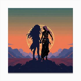 Two Lovers In The Sunset 1 Canvas Print