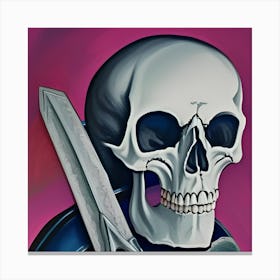 Wite Skull And Sword Canvas Print