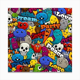 Graffiti Characters Seamless Pattern Canvas Print