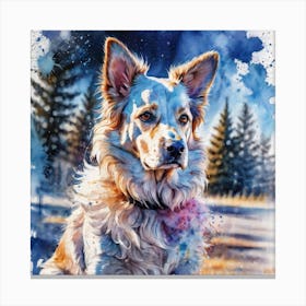 Dog In The Snow 2 Canvas Print