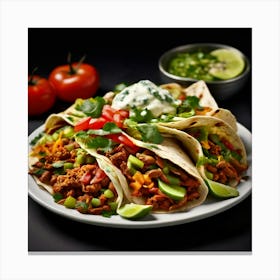 Mock Up Spicy Savory Tortilla Salsa Guacamole Cilantro Lime Beans Cheese Fillings Sauces (1) Canvas Print