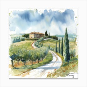 Watercolor Of Tuscany Canvas Print