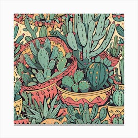 Cactus Seamless Pattern 2 Canvas Print