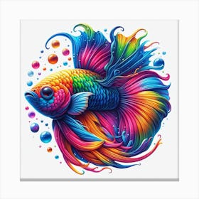 Something Fishy 2/4 (colourful rainbow sea river wall art decoration) Canvas Print