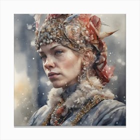 A Woman With A Flower Crown On Her Head Canvas Print