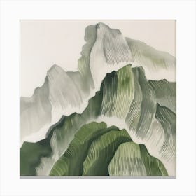 Japanese Watercolour Of Mount Tanigawa 2 Canvas Print