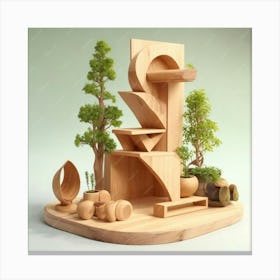 3d Model Of A Wooden Sculpture Canvas Print