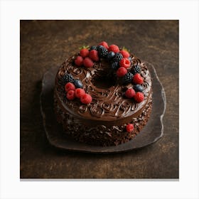 Chocolate Cake With Berries 1 Canvas Print