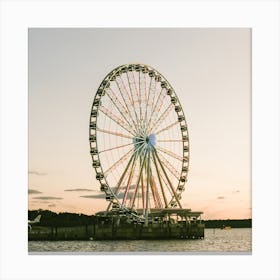 Ferris Wheel Sunset Square Canvas Print