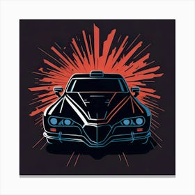 Car Red Artwork Of Graphic Design Flat (54) Canvas Print