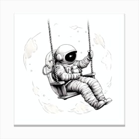 Astronaut On Swing 2 Canvas Print