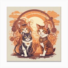 Steampunk Cats 1 Canvas Print