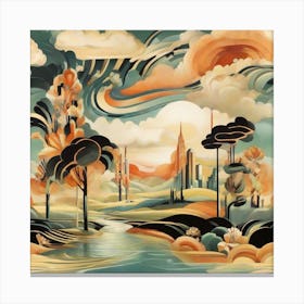 Art Deco landscape Canvas Print