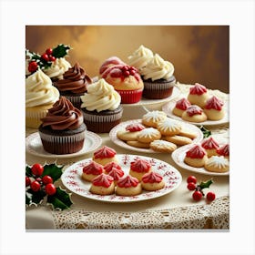 Leonardo Phoenix 10 A Festive Holiday Dessert Spread Featuring 2 Canvas Print