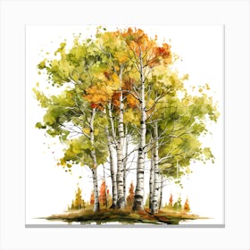 Watercolor Birch Trees Canvas Print