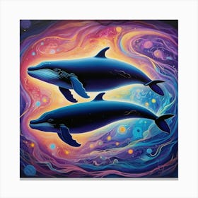 Whales In Space Canvas Print