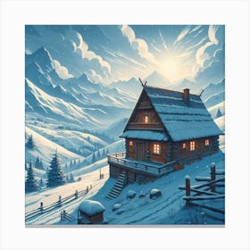 Snow Cabin  Canvas Print