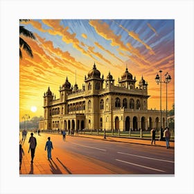 Mysore Palace, India Cubism Style Canvas Print