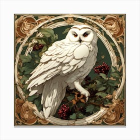 White Owl with elderberries Canvas Print