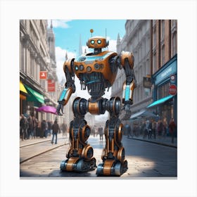 Robot On The Street 46 Canvas Print