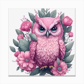 Cute Pink Owl (5) Canvas Print