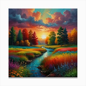 Colorful Nature Painting Art Print 0 (2) Canvas Print