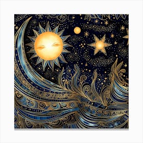 Sun And Moon In The Sky Canvas Print